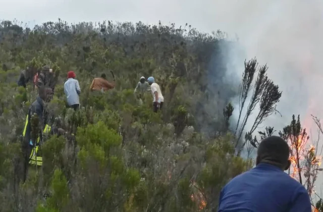 the slopes of Kilimanjaro in flames