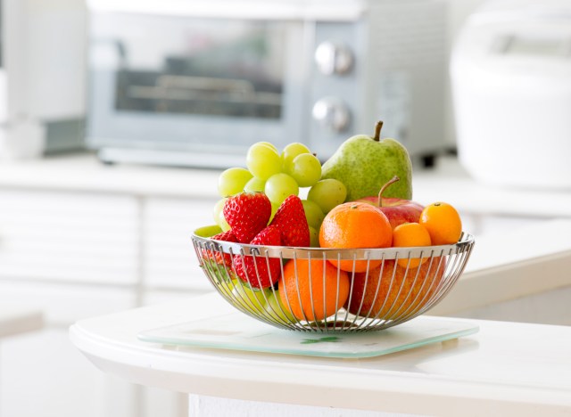 fruit basket on kitchen counter