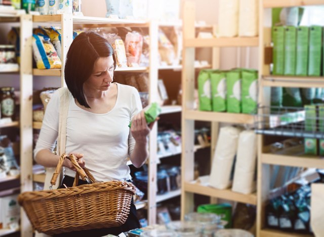 woman looking at labels