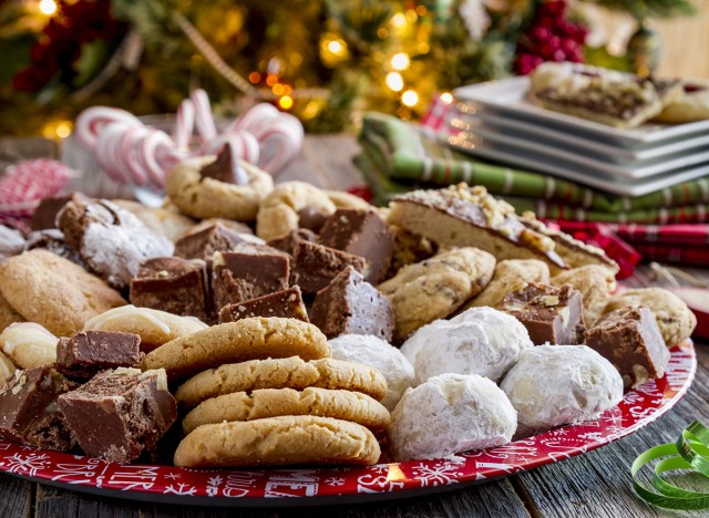 tray of homemade holiday cookies