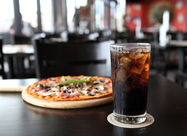 soft drinks and pizza