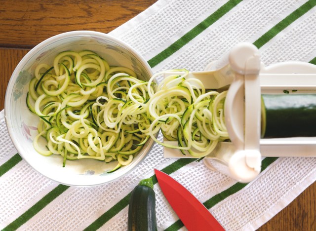 zucchini noodles spiraled