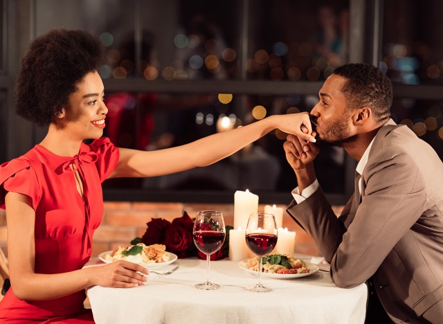 couple at romantic dinner