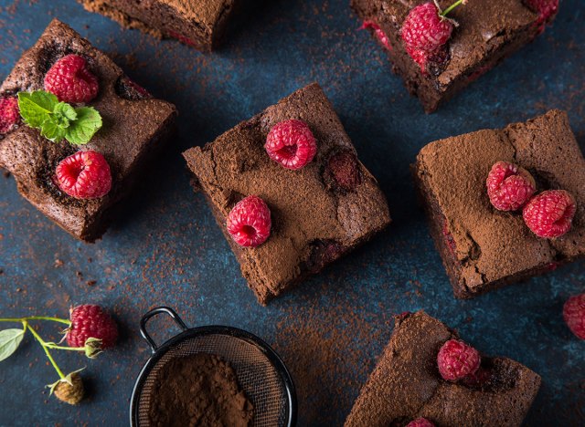 brownies and raspberries