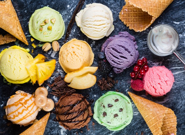 ice cream scoops on marble countertop