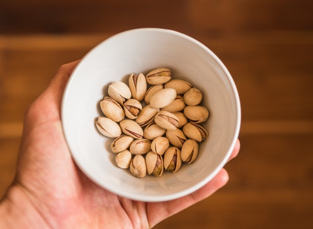 portion pistachios snack bowl