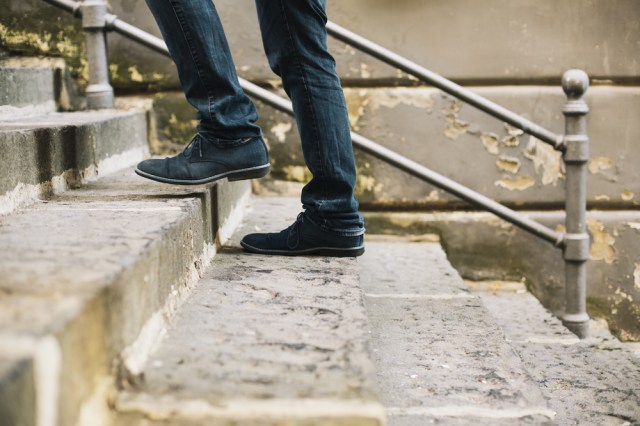 healthy habits man takes stairs outside