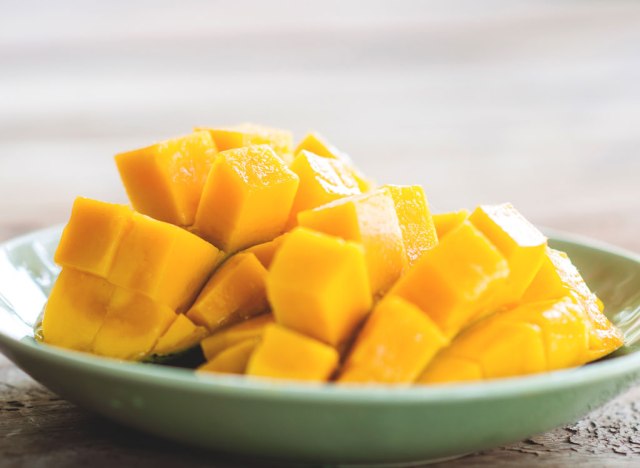 mango pieces on a plate