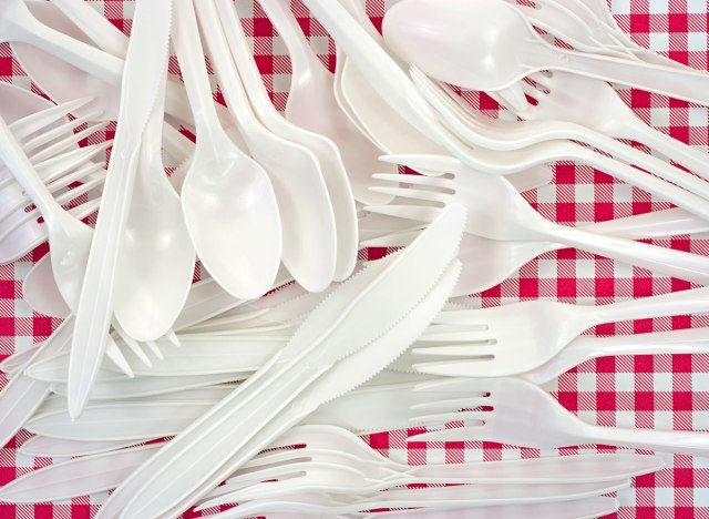 silver cutlery made of plastic