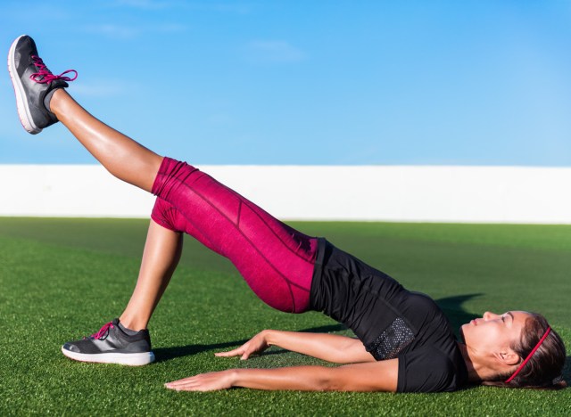 woman hip raising exercise leg extension