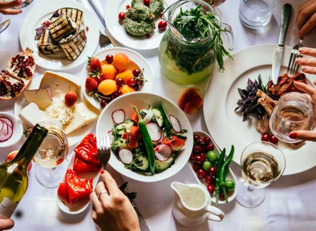 vegetarian herbal dinner at a restaurant