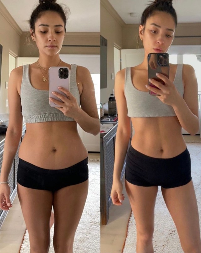 shay mitchell side by side photos of weight loss