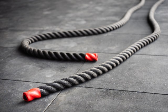 combat rope on the gym floor