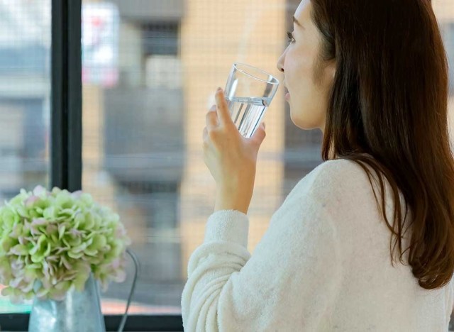 woman drinking water