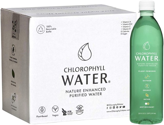 bottle of green chlorophyll water