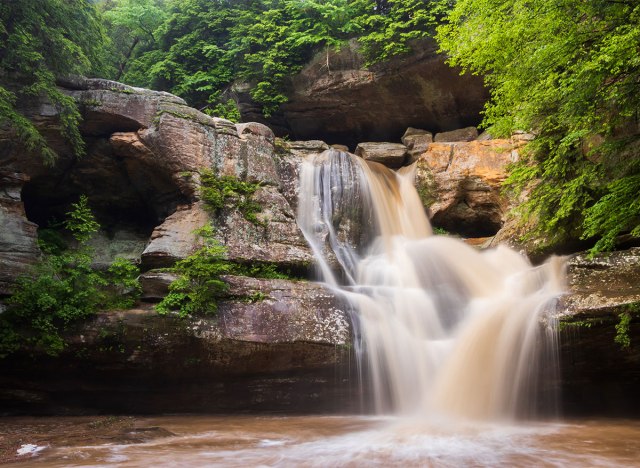 waterfall at hocking hills state park ohio