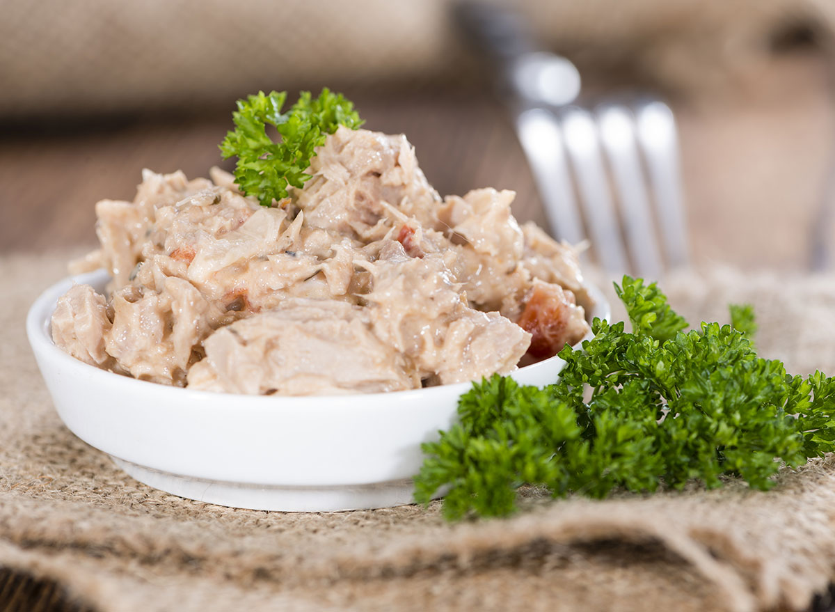 12 best snacks that crush hunger cravings 64 tuna salad in bowl with garnish