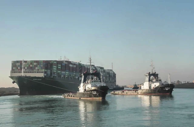 Traffic on the Suez Canal is resumed after a stranded ship