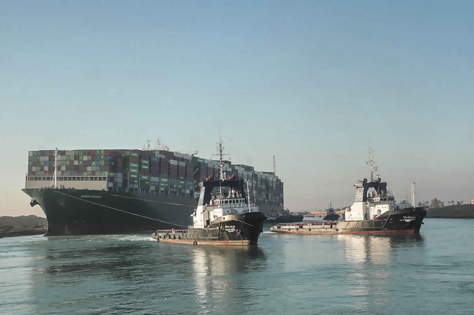Traffic on the Suez Canal is resumed after a stranded ship