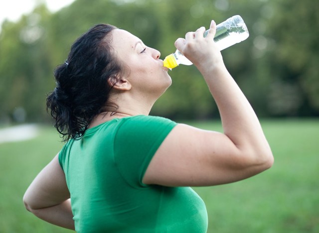 woman drinking water