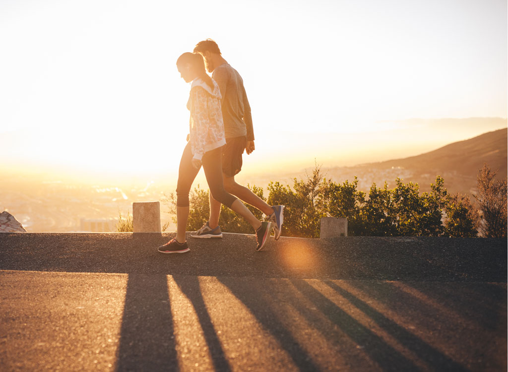 couple on an early morning walk