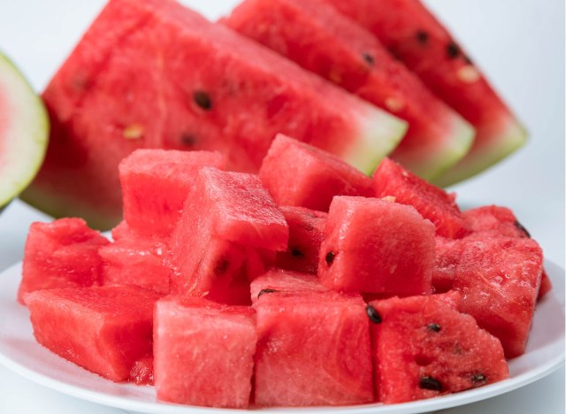 sliced chunked watermelon