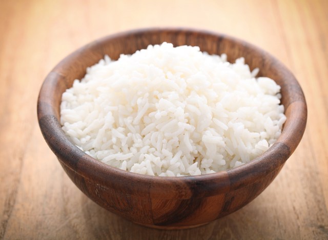 white rice brown bowl