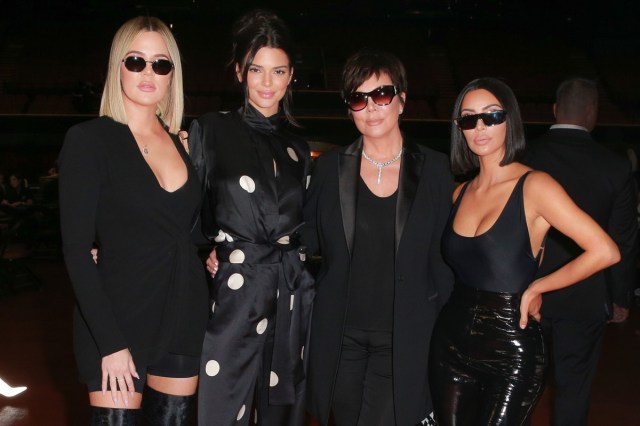 khloe kardashian, kendall jenner, kris jenner and kim kardashian in black clothes and sunglasses