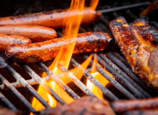 grilled sausage and hot dogs