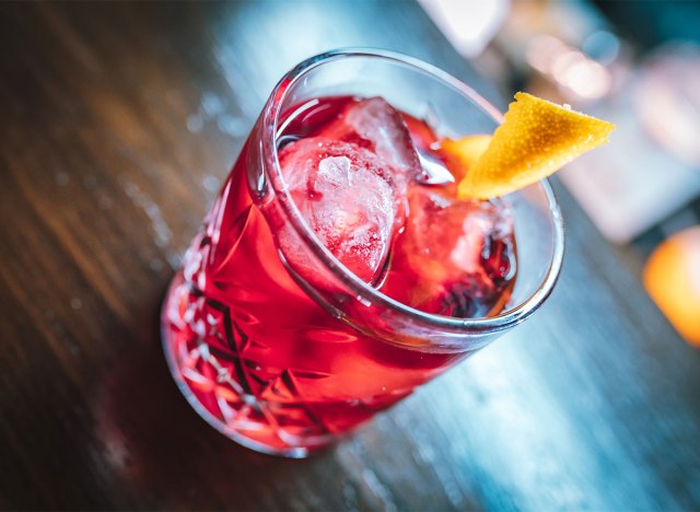 red cocktail gin and dubonnet in glass