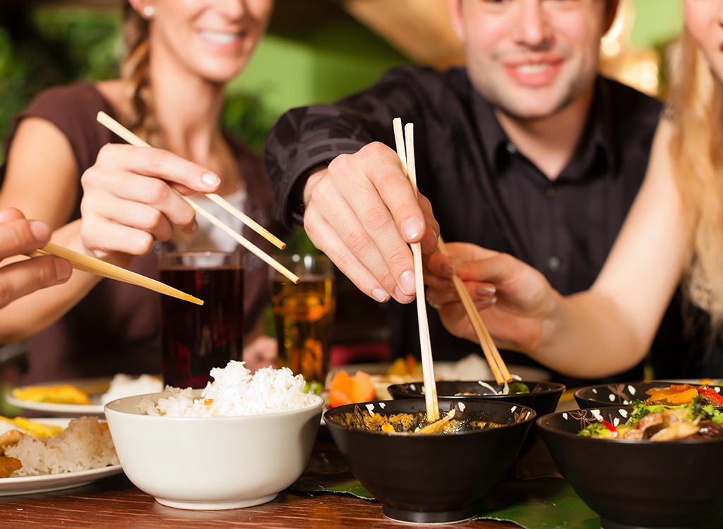 group eating at chinese restaurant