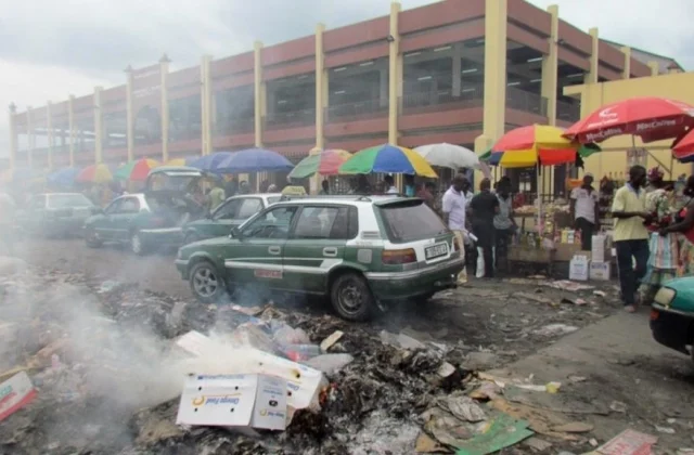 in Brazzaville, rubbish is almost piled up