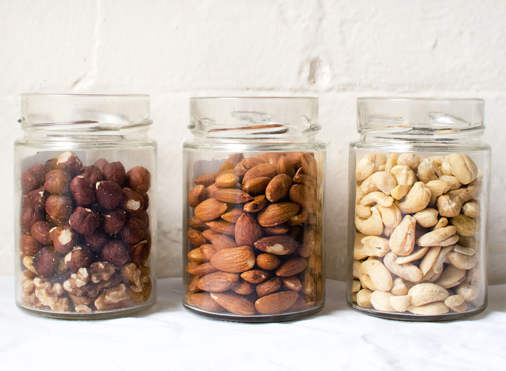 almond cashew walnut hazelnuts in jar