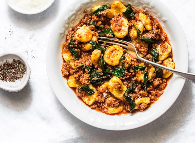 cauliflower gnocchi bolognese sauce spinach