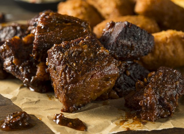 kansas city bbq slow smoked brisket with burnt ends with barbecue sides