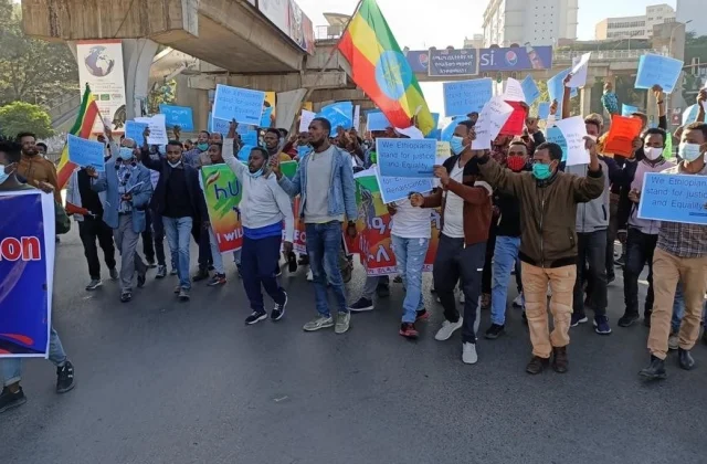 demonstration following US sanctions