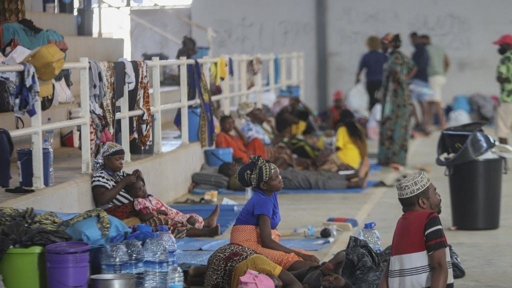 in Pemba the impromptu reception of displaced refugees