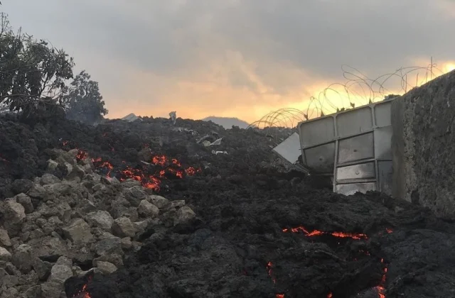 the lava flow has ceased but the shaking