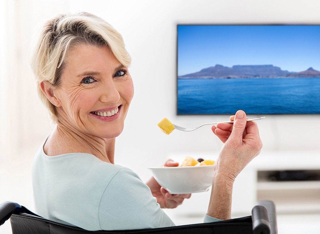 elderly woman eating