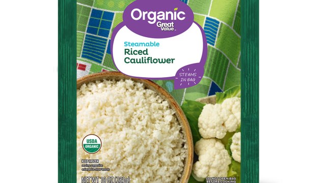 package of great value frozen riced cauliflower