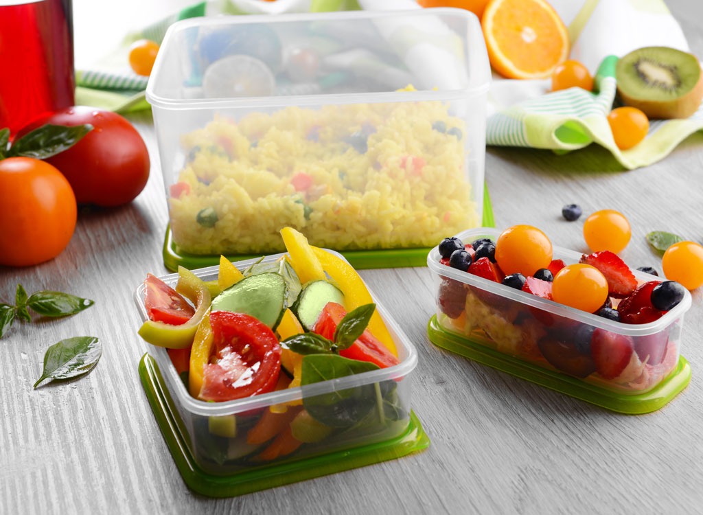 leftover food in plastic containers