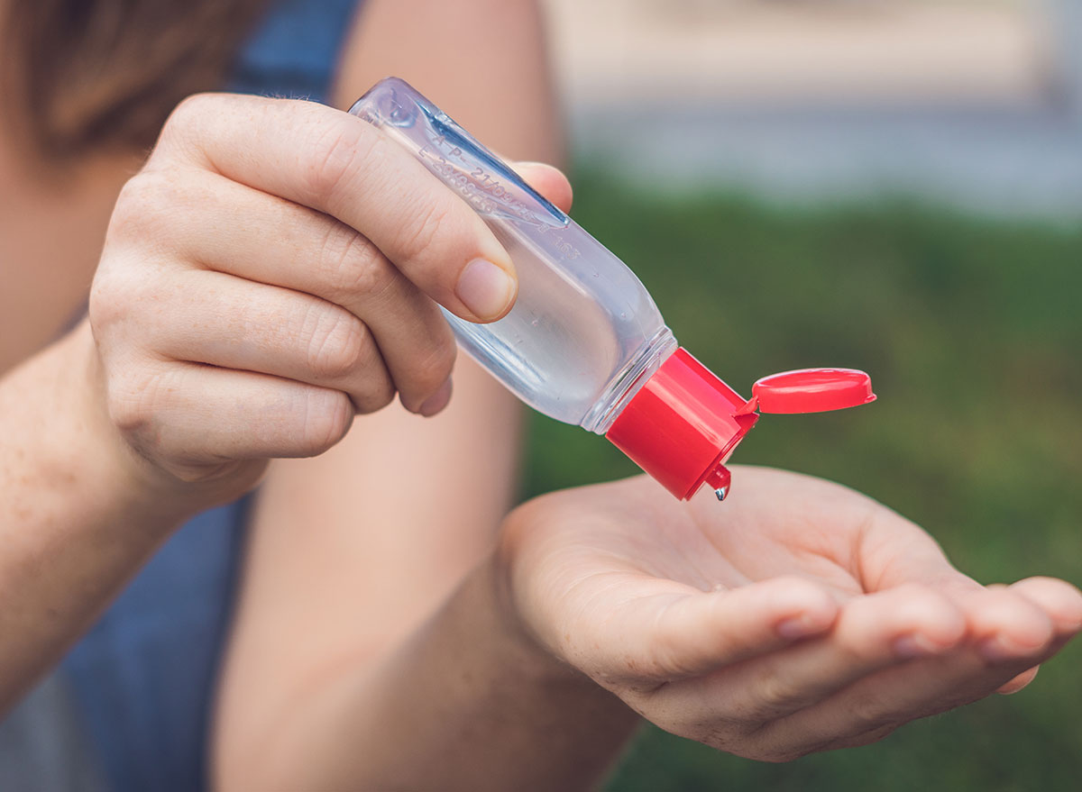 hands with hand sanitizer