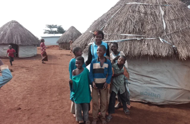 A refugee camp, a library