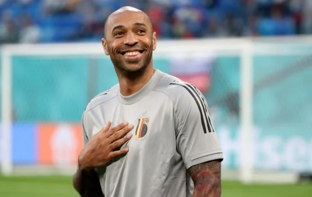 Thierry Henry receives a superb free kick in Belgium