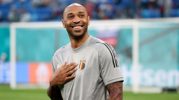 Thierry Henry receives a superb free kick in Belgium