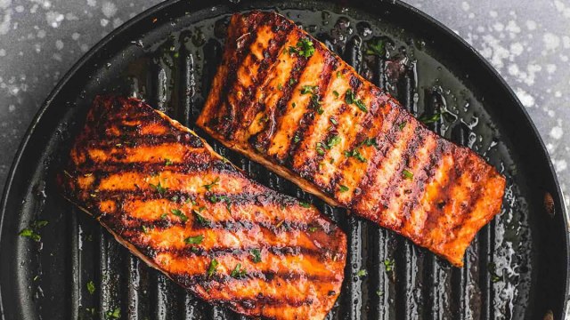 cajun salmon on grill pan