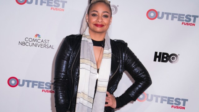 raven symone on red carpet in leather jacket