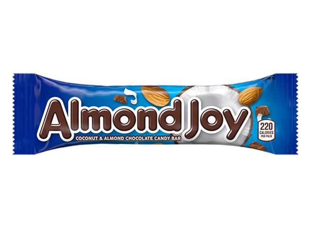 almond joy bar on white background
