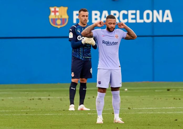 Barcelona Oo Guul Ka Gaarey Girona, Memphis Depay Oo Furtay