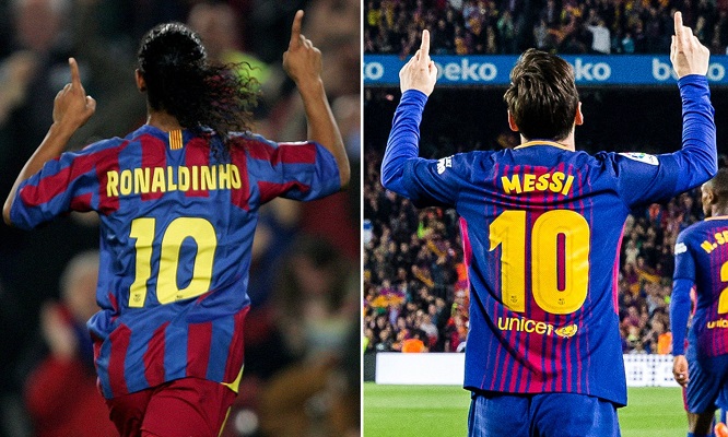 Ronaldinho Oo Ku Taliyey In Barcelona Meel Iska Dhigto No.10 Oo Aan